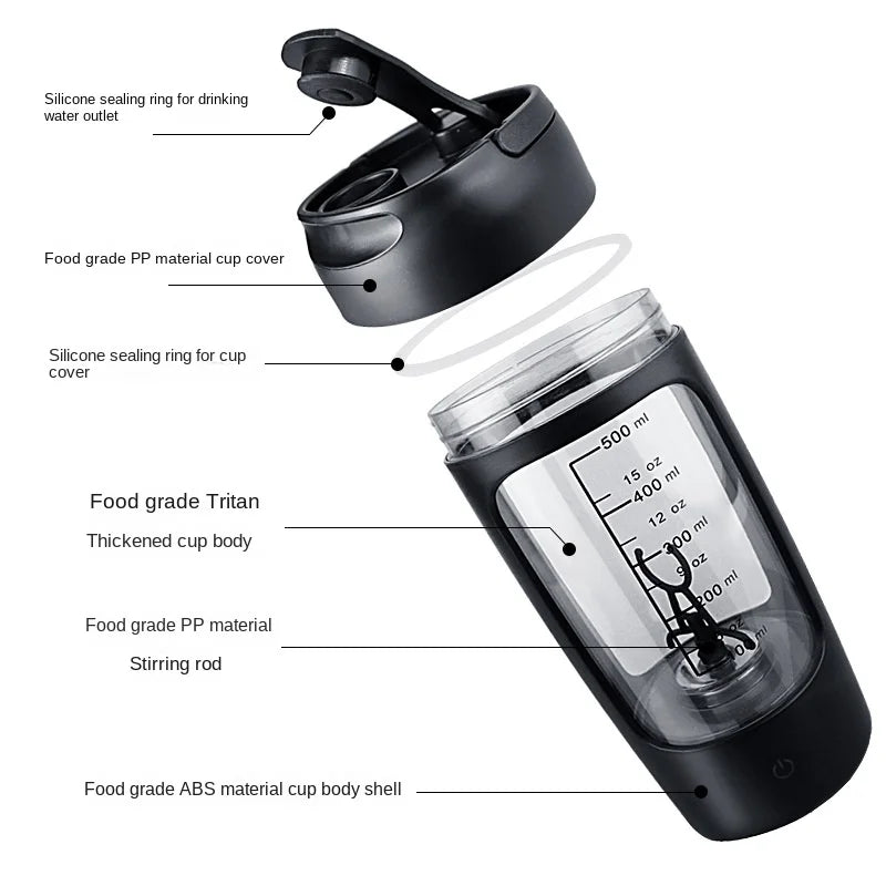 Electric Portable Protein Shaker Bottle
