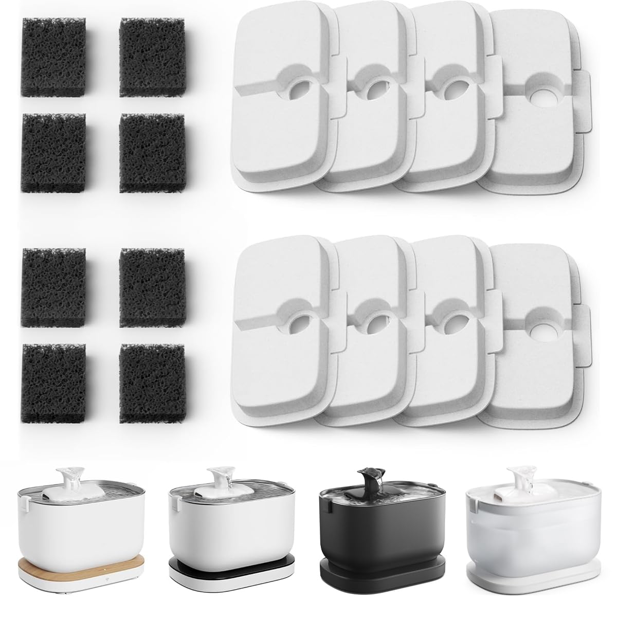 8-Pack Replacement Filters for Petlibro Dockstream Cat Water Fountain PLWF005 PLWF115 PLWF105 4 Months Set of Cat Water Fountain Filters White