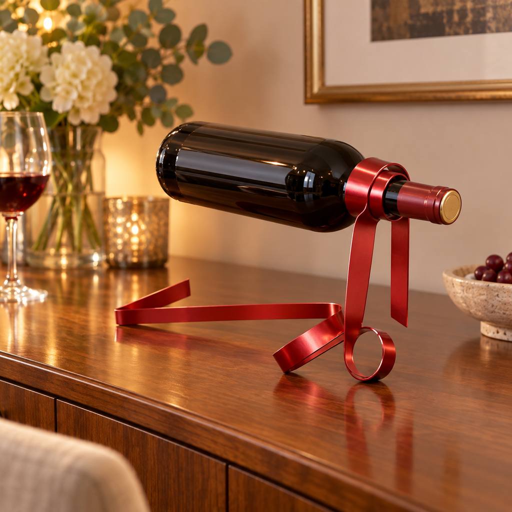 Colored Ribbon Wine Bottle Holder Rack