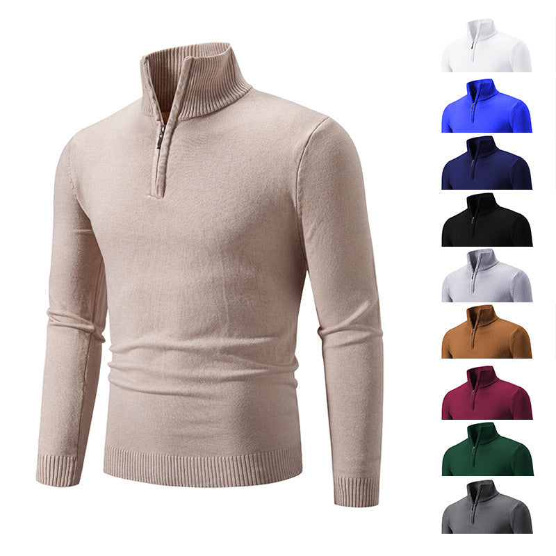 Men's Plus Size Fleece Zip Mock Neck Sweater