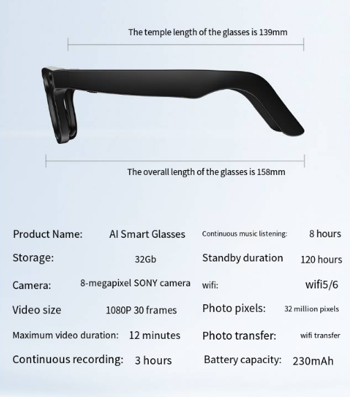 Smart AI Camera Glasses