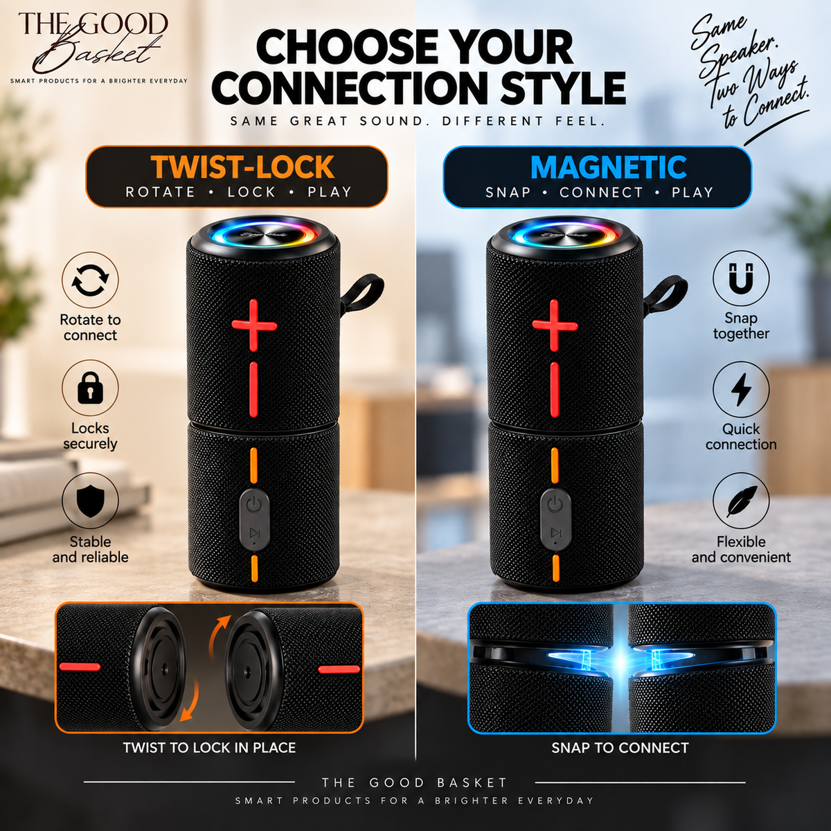 Split Bluetooth Speaker – TWS Stereo Portable Audio