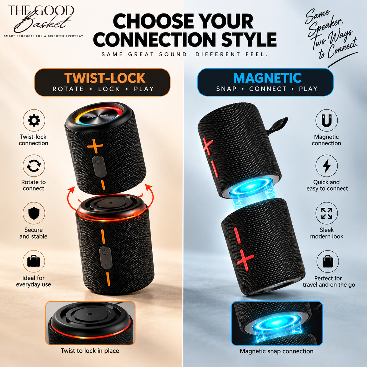 Split Bluetooth Speaker – TWS Stereo Portable Audio