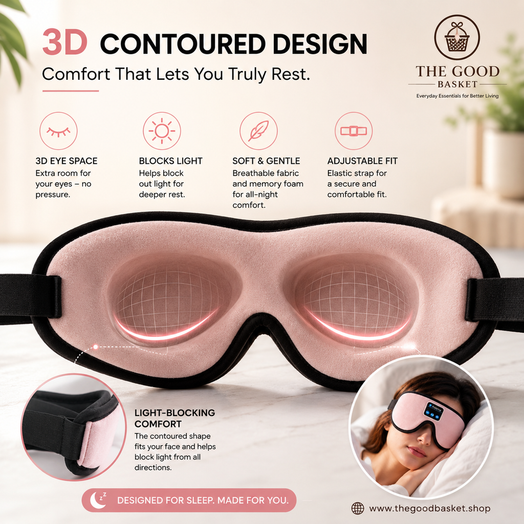 3D Bluetooth Sleep Eye Mask with Built-In Headphones