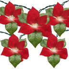 Christmas Red Flower String Lights Plug in 8.5Ft Red Christmas Decorations Lights Outdoor with 10 LED Flowers Lights Hanging Flowers Fariy String Lights for Holiday Party Window Home Birthday Decor