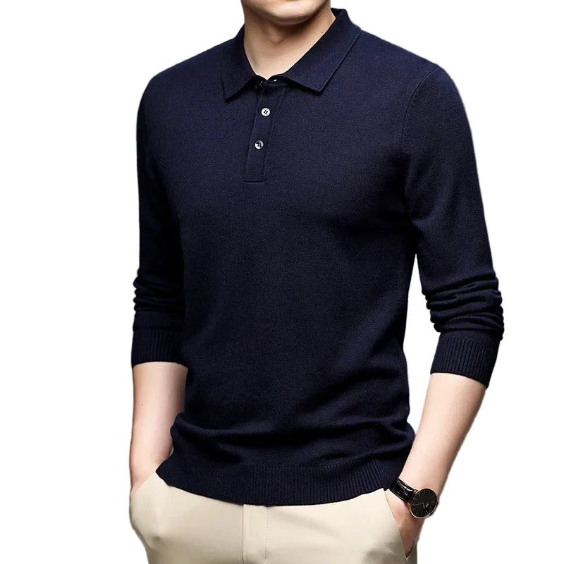 Men's Lapel Knit Pullover Sweater
