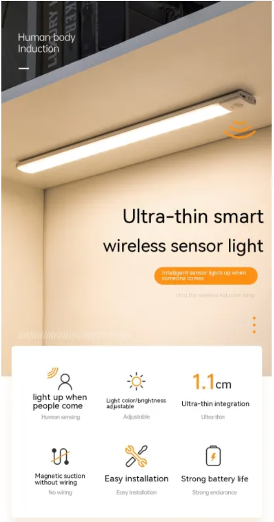 Rechargeable Wireless Magnetic Sensor Cabinet Light