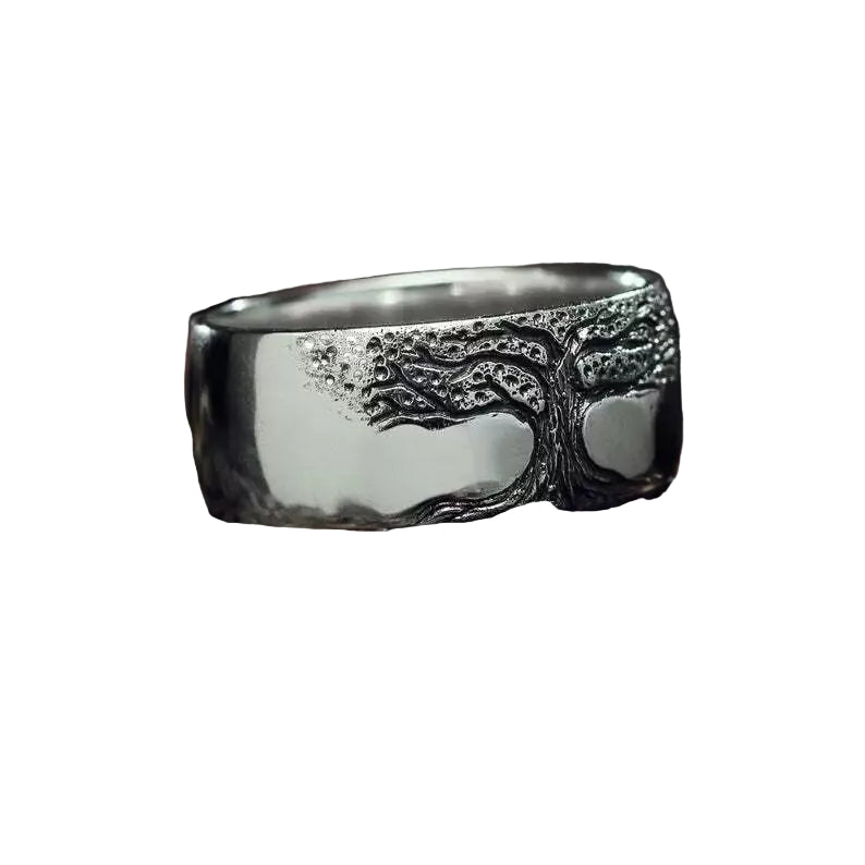 Simple Retro Carved Tree of Life Ring